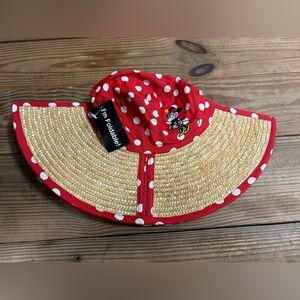 New Walt Disney World polka dot Minnie Mouse Foldable sun hat straw vacation